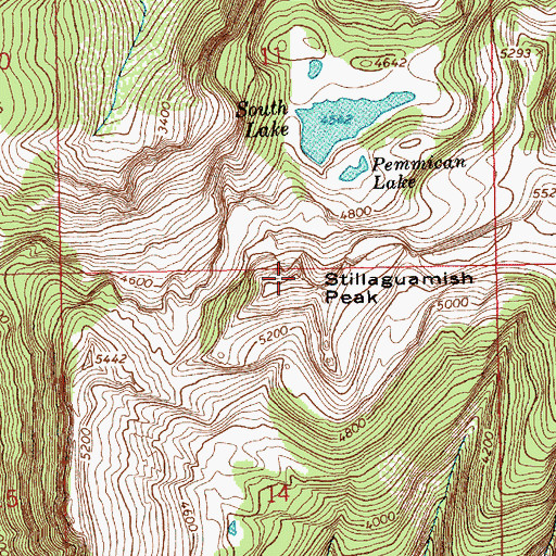 Topographic Map of Stillaguamish Peak, WA