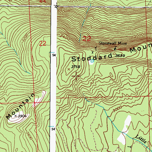 Topographic Map of Stoddard Mountain, WA