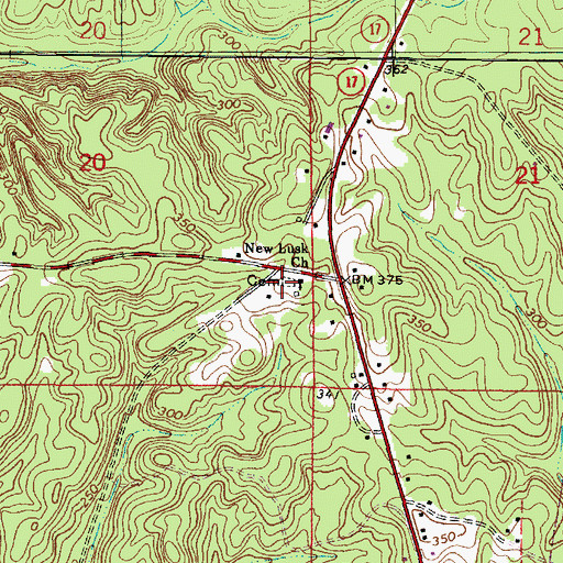 Topographic Map of New Lusk United Methodist Church, AL