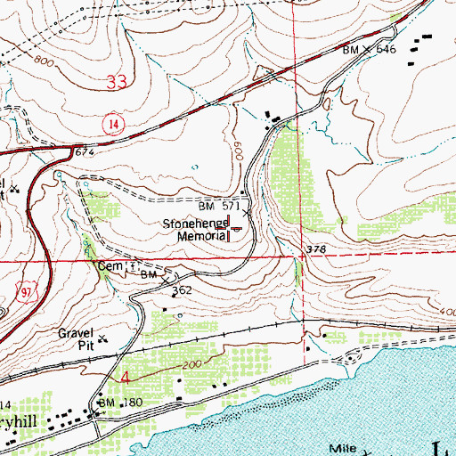 Topographic Map of Stonehenge Memorial, WA