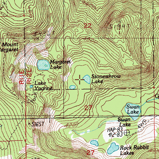 Topographic Map of Stonesthrow Lake, WA