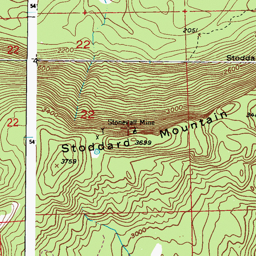 Topographic Map of Stonewall Mine, WA