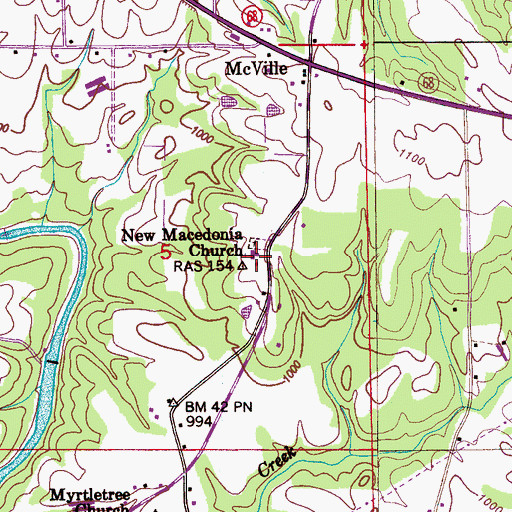 Topographic Map of New Macedonia Missionary Baptist Church, AL