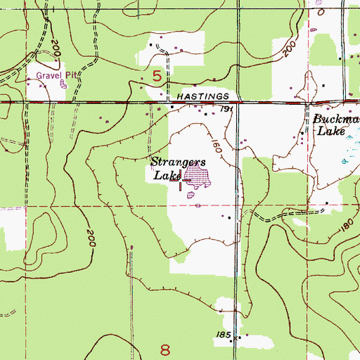 Topographic Map of Strangers Lake, WA