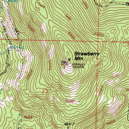 Topographic Map of Strawberry Mountain, WA