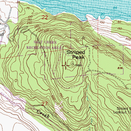 Topographic Map of Striped Peak, WA