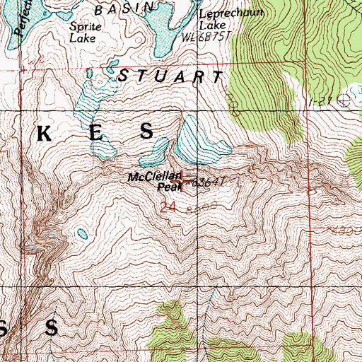 Topographic Map of Stuart Range, WA