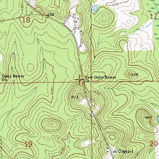 Topographic Map of New Oaky Bower Church, AL
