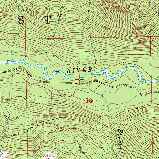 Topographic Map of Stujack Creek, WA
