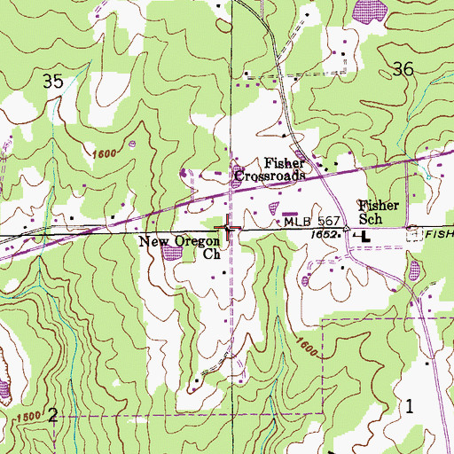 Topographic Map of New Oregon Church, AL