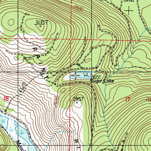 Topographic Map of Sugar Lake, WA