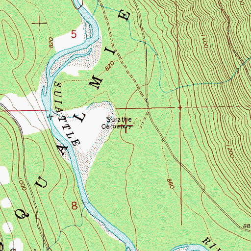 Topographic Map of Sauk-Suiattle Cemetery, WA