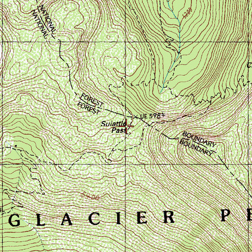 Topographic Map of Suiattle Pass, WA
