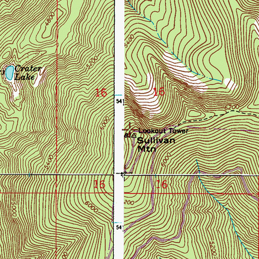 Topographic Map of Sullivan Mountain, WA