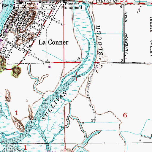Topographic Map of Sullivan Slough, WA