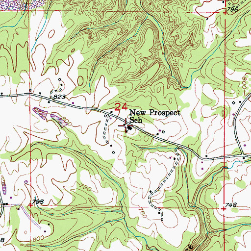 Topographic Map of New Prospect School, AL