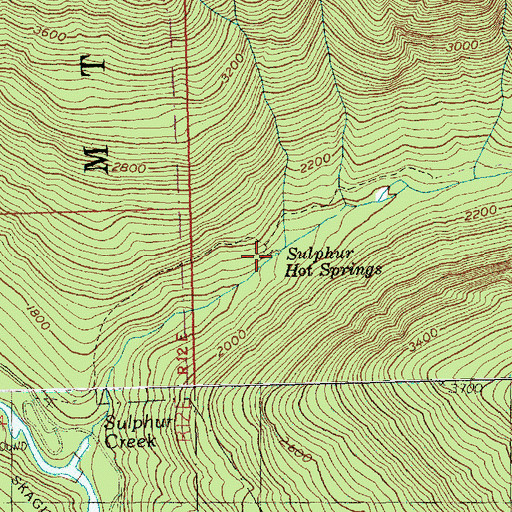 Topographic Map of Sulphur Hot Springs, WA