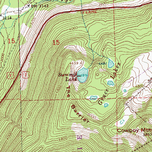 Topographic Map of Summit Lake, WA