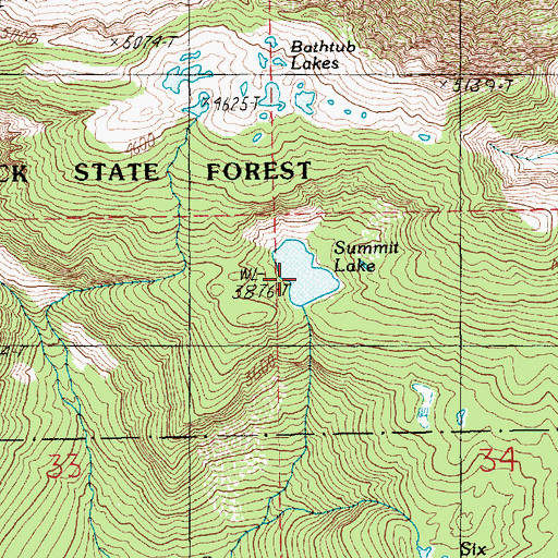Topographic Map of Summit Lake, WA
