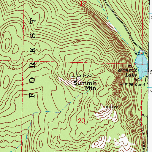 Topographic Map of Summit Mountain, WA