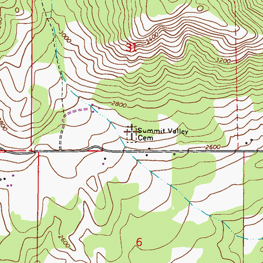 Topographic Map of Summit Valley Cemetery, WA