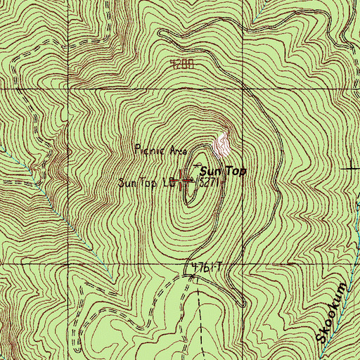 Topographic Map of Sun Top, WA