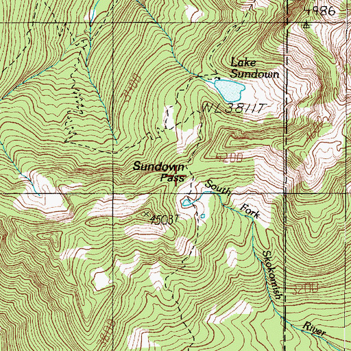 Topographic Map of Sundown Pass, WA