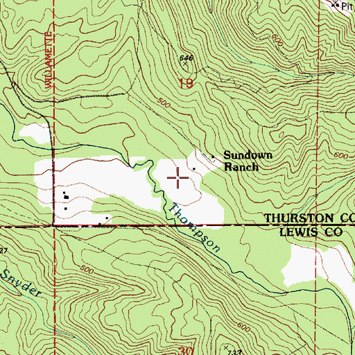 Topographic Map of Sundown Ranch, WA
