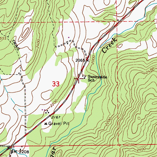 Topographic Map of Sunnyside School, WA