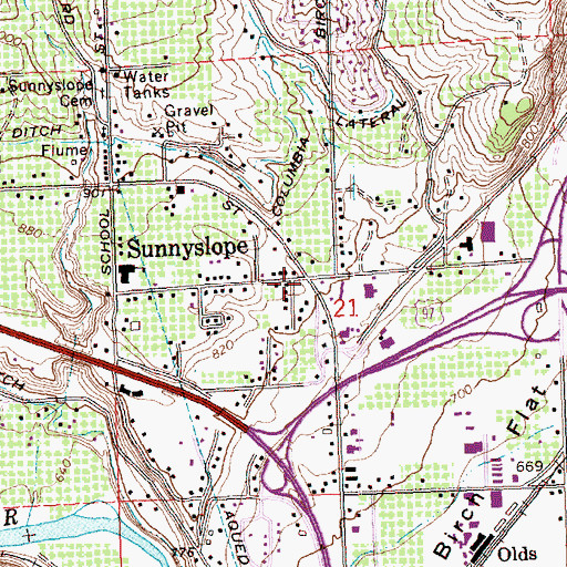 Topographic Map of Sunnyslope, WA