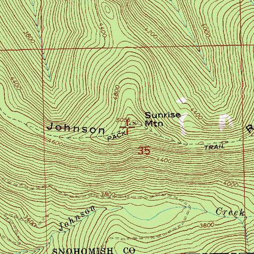 Topographic Map of Sunrise Mountain, WA