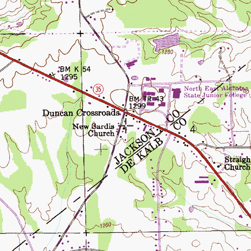Topographic Map of New Sardis Church, AL