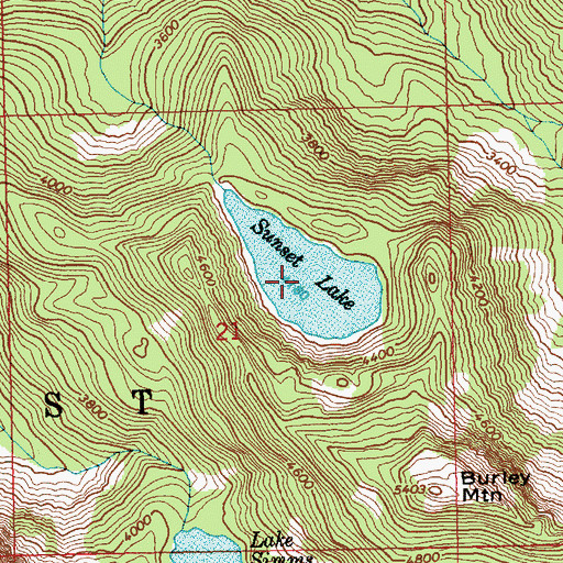 Topographic Map of Sunset Lake, WA