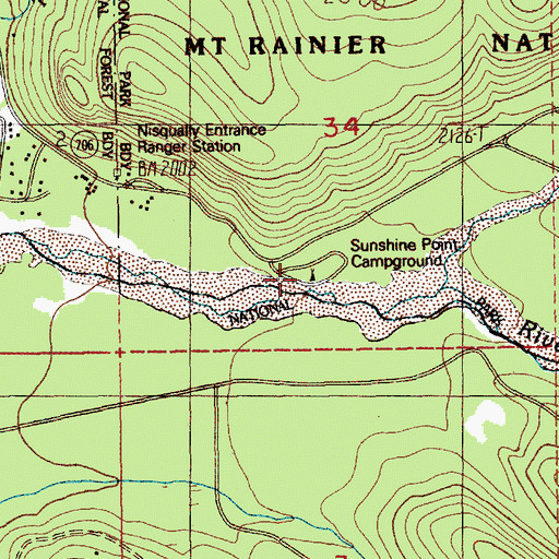 Topographic Map of Sunshine Point Campground, WA