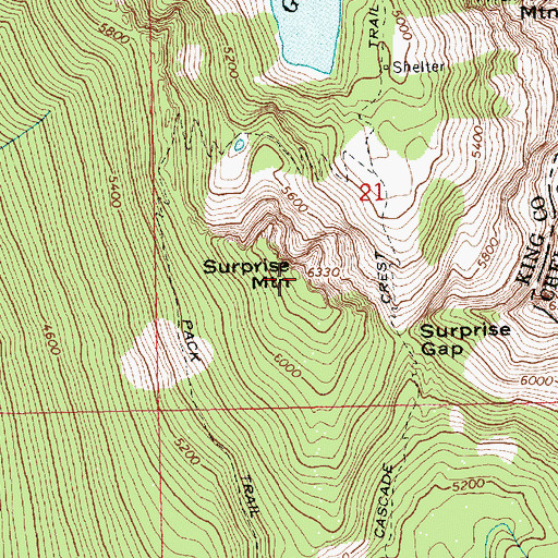 Topographic Map of Surprise Mountain, WA