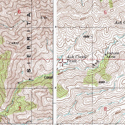 Topographic Map of Ash Creek Tank, AZ
