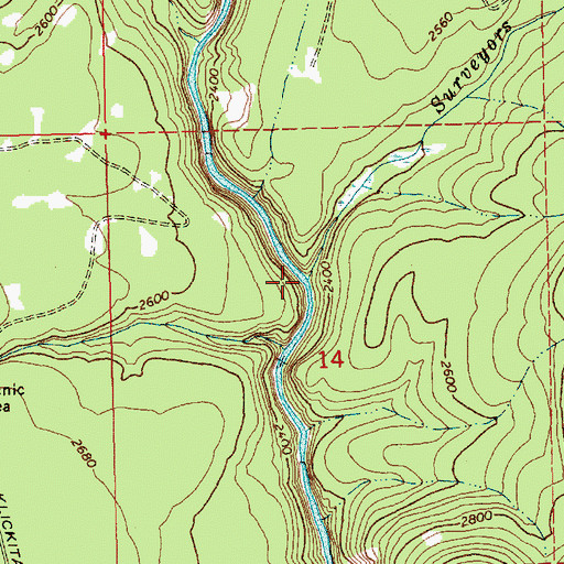 Topographic Map of Surveyors Creek, WA