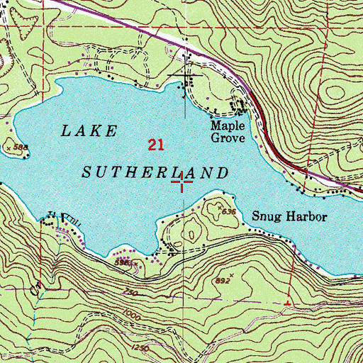 Topographic Map of Lake Sutherland, WA