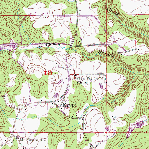 Topographic Map of New Welcome Baptist Church, AL