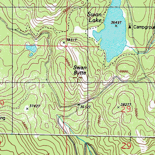 Topographic Map of Swan Butte, WA