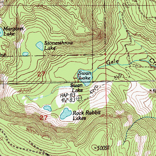 Topographic Map of Swan Lake, WA