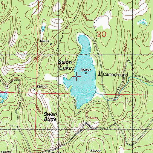 Topographic Map of Swan Lake, WA