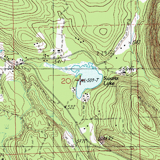 Topographic Map of Swartz Lake, WA