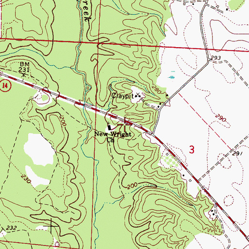 Topographic Map of New Wright Church, AL
