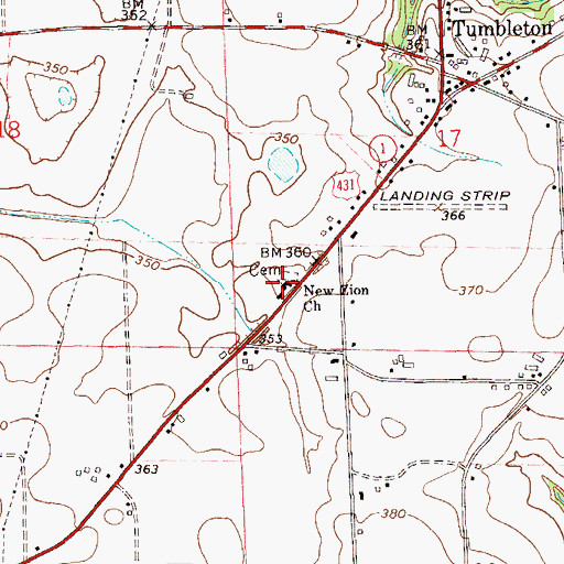 Topographic Map of New Zion Freewill Baptist Church, AL