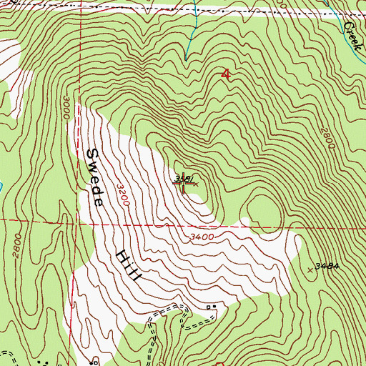 Topographic Map of Swede Hill, WA
