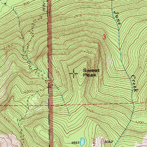 Topographic Map of Sweet Peak, WA