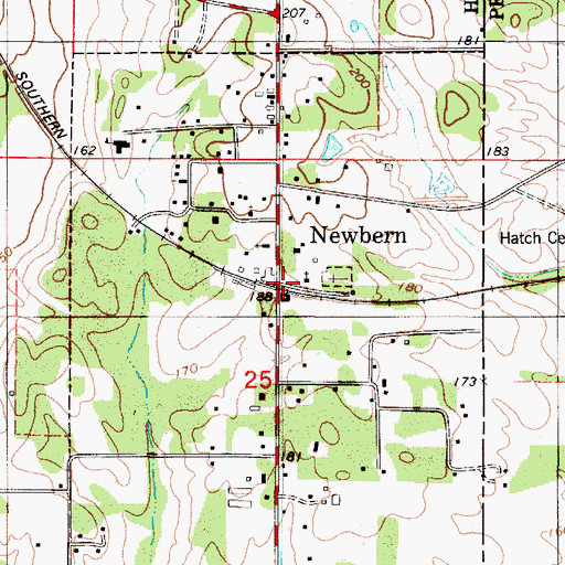 Topographic Map of Newbern, AL
