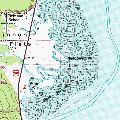 Topographic Map of Sylopash Point, WA