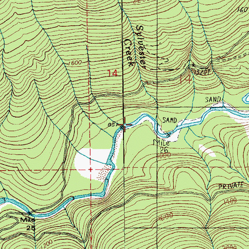 Topographic Map of Sylvester Creek, WA